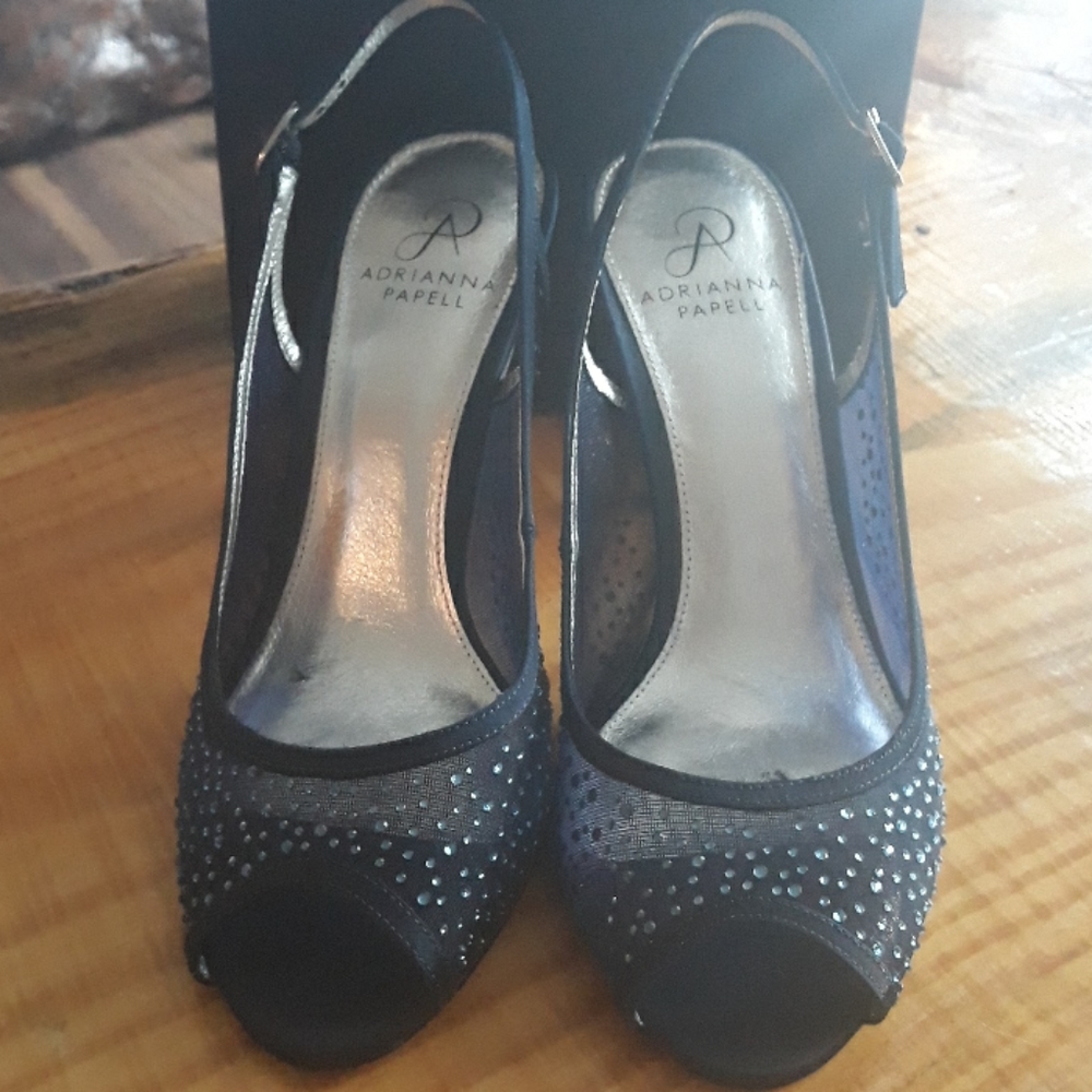 Adrianna papell fame navy mesh with stones